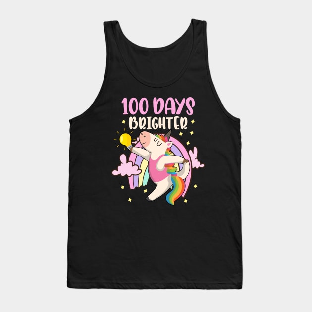 100 Days Brighter unicorn 100 Days Smarter of School Tank Top by alcoshirts